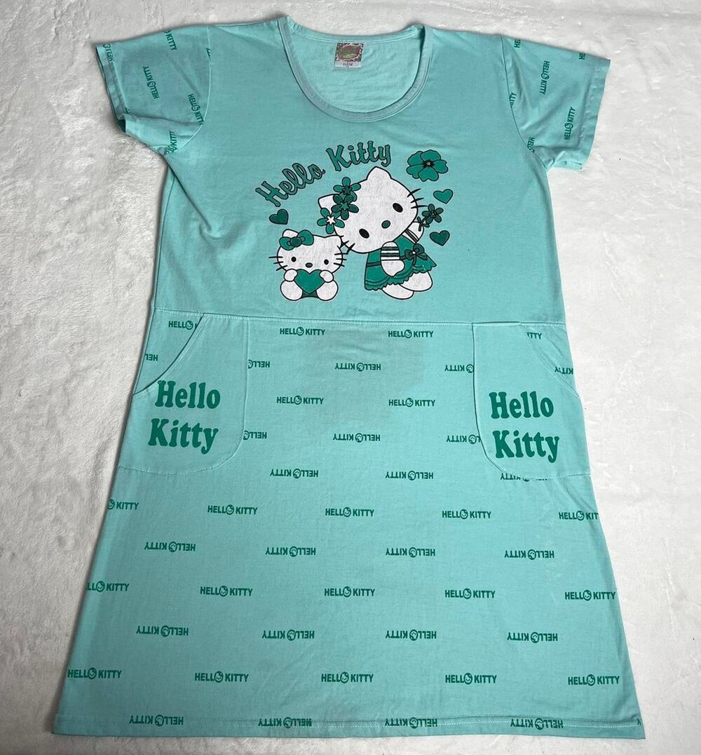 Hello Kitty Green Clover Juniors size Medium Nightgown Dress D&P Fashion